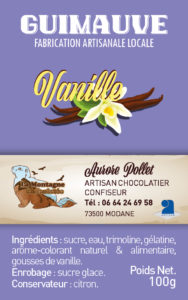 guimauves artisanales Chocolaterie La Montagne Chocolatée Modane Maurienne Savoie AL étiquettes vanille